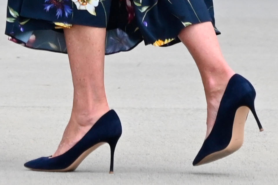 A closer view of Jill Biden’s heels. - Credit: AP