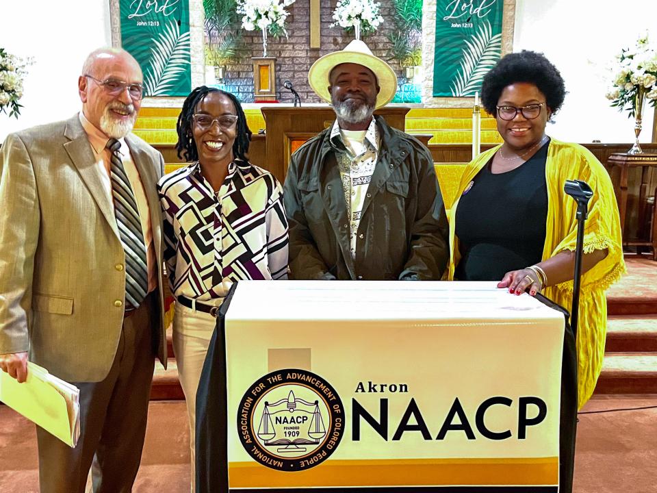 From left to right: moderator Marty Belsky, LaShawn Ajamu, Kwame Ajamu, Jennifer Pryor