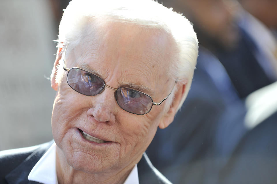 LOS ANGELES, CA - FEBRUARY 11: George Jones arrives for the 54th Annual Grammy Special Merit Awards at The Wilshire Ebell Theatre on February 11, 2012 in Los Angeles, California. (Photo by Toby Canham/Getty Images)