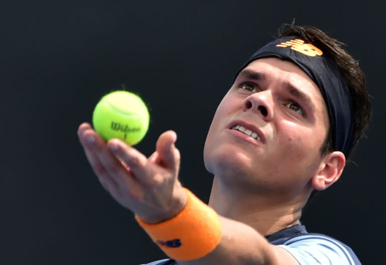 Canada's Milos Raonic serves against Spain's Tommy Robredo during their second round match at the Australian Open in Melbourne on January 21, 2016