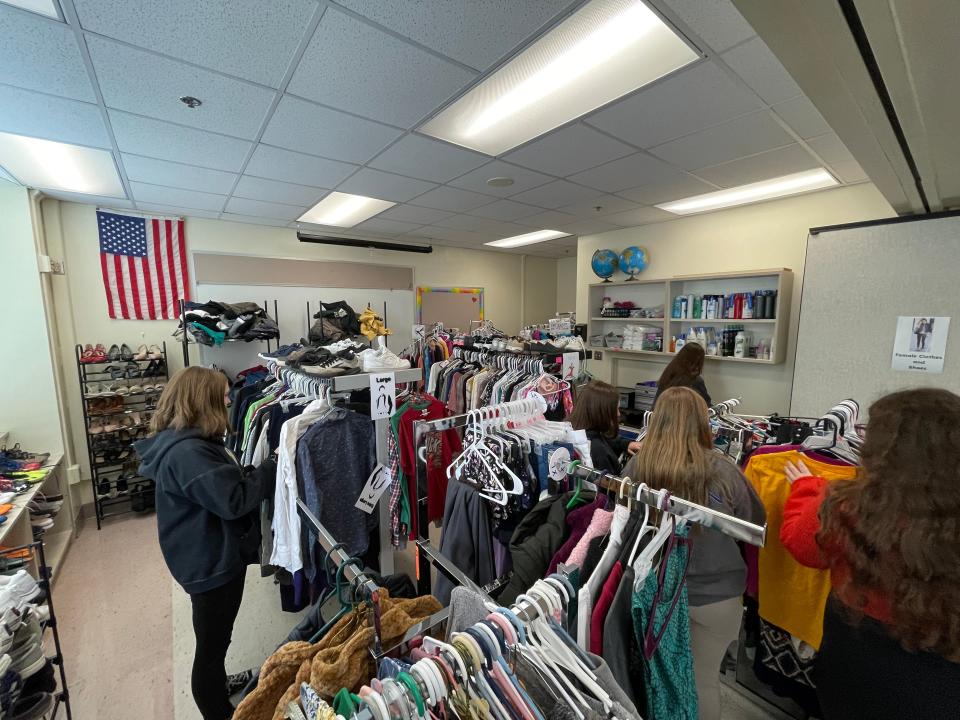 Sebring McKinley’s Junior High Student Senate organizes and hangs clothes and manages intake and distribution of items in the school’s Clothes Closet.