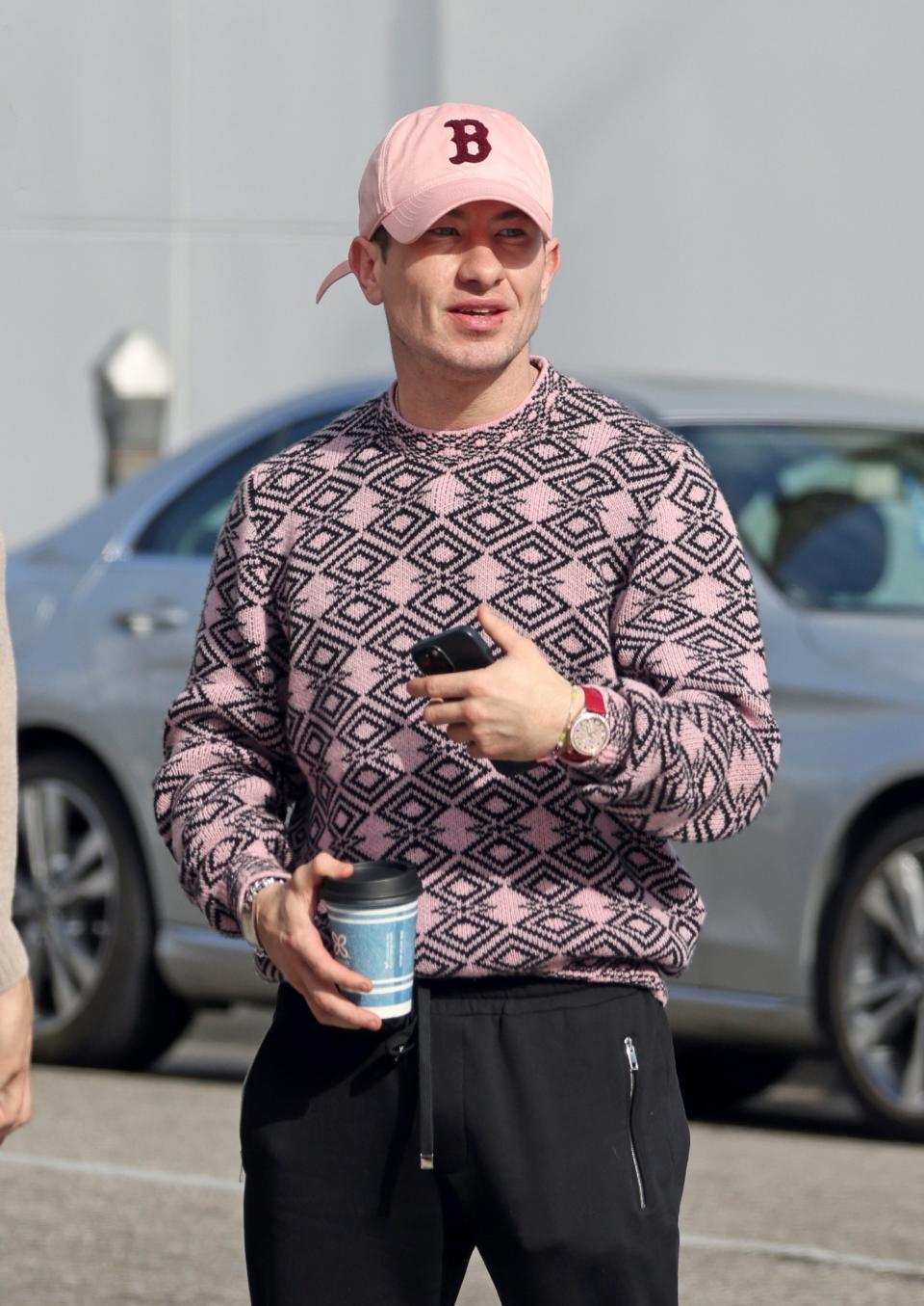 Keoghan in LA, sporting a sparkly Omega watch and his “Sabrina” beaded bracelet.