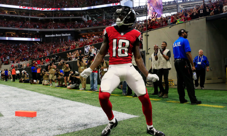 Calvin Ridley celebrating a touchdown.