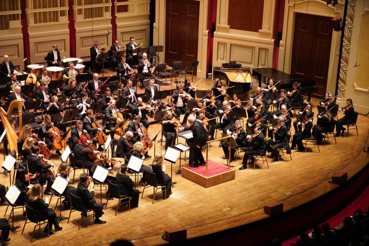 The Pittsburgh Symphony Orchestra in action at Heinz Hall.