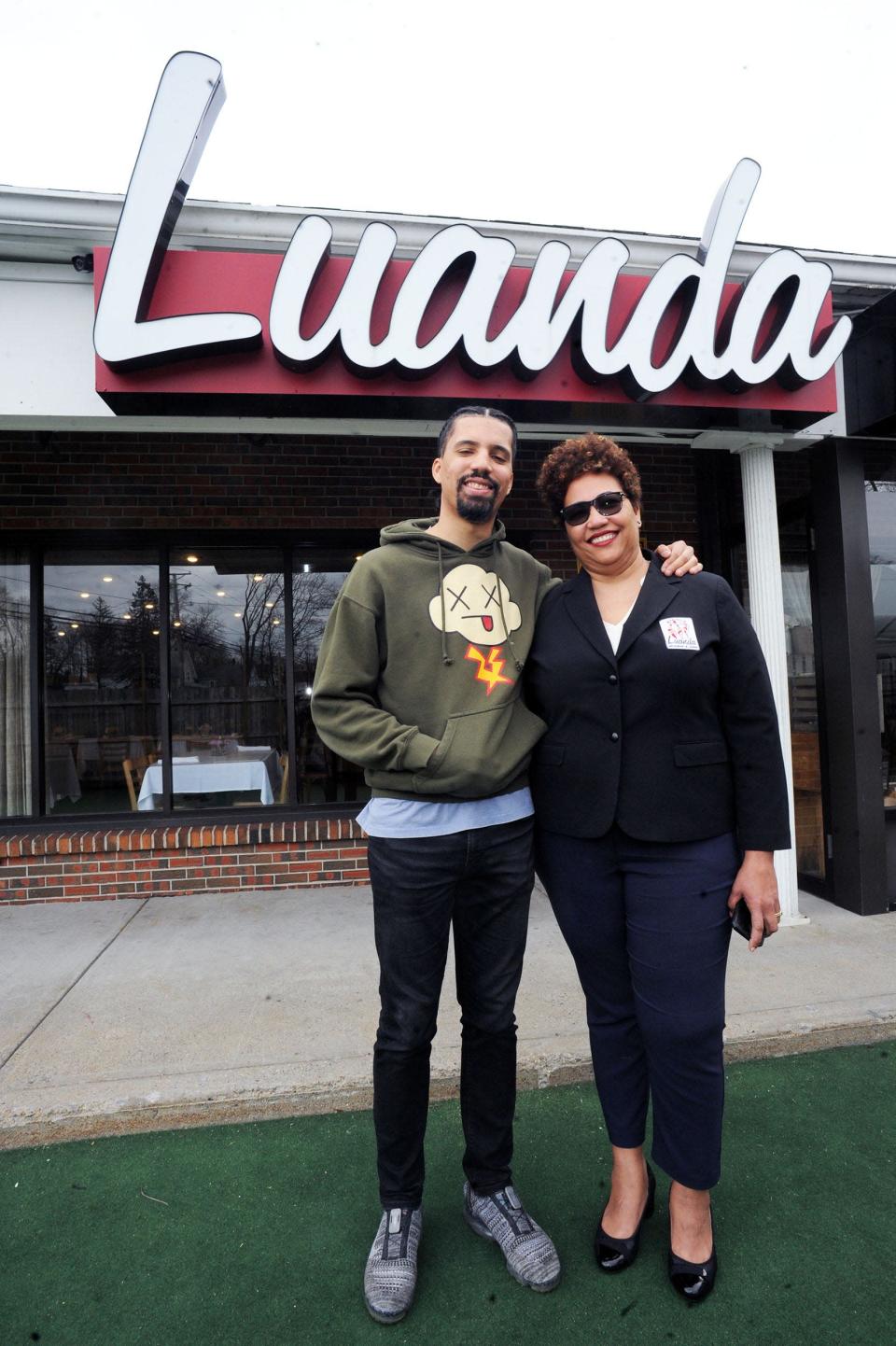 Jaysen Goncalves and his mother, Amelia Goncalves, co-owners of Luanda Restaurant &amp; Lounge at 453 Centre St. in Brockton, are shown on Wednesday, April 7, 2021.