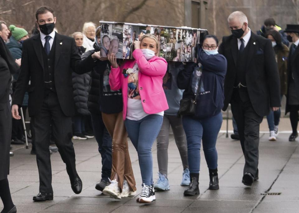 The coffin of Ava White is carried into Liverpool Metropolitan Cathedral (Danny Lawson/PA) (PA Wire)