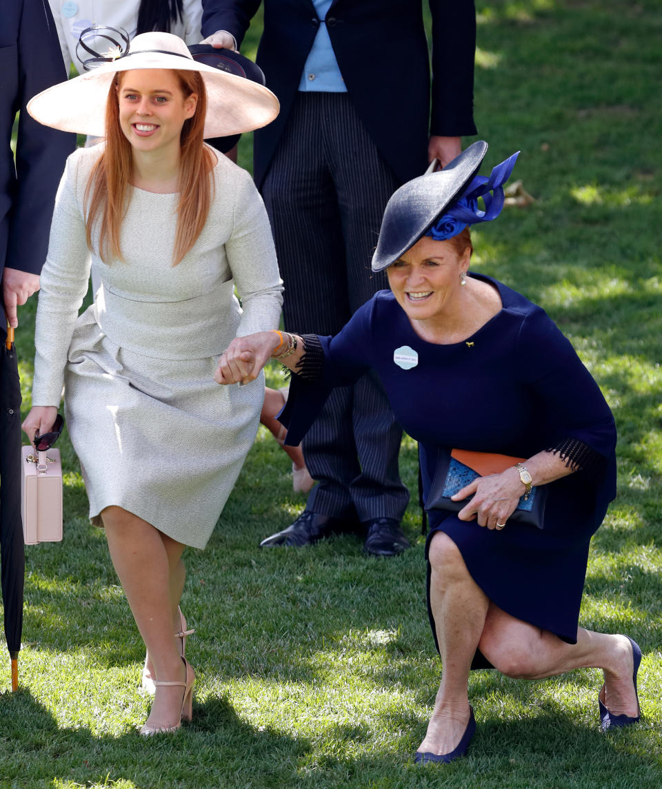 Sarah was seen curtsying to the Queen at Ascot with her daughter, Beatrice. Photo: Getty