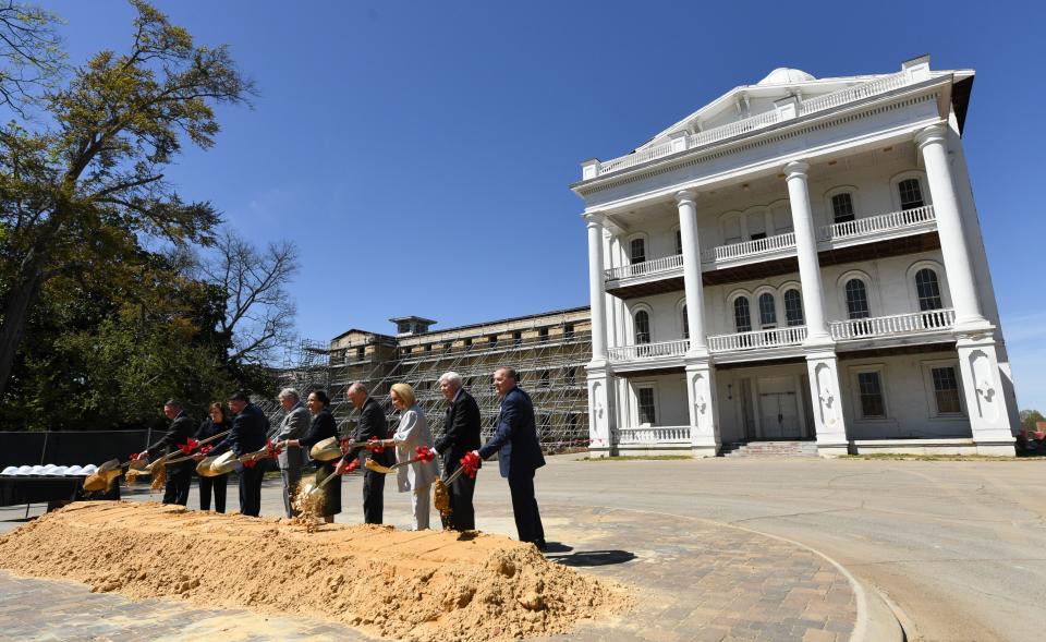 The University of Alabama celebrated the groundbreaking for the Catherine and Pettus Randall Welcome Center at the historic Bryce Hospital building Friday, April 1, 2022. Gary Cosby Jr./Tuscaloosa News