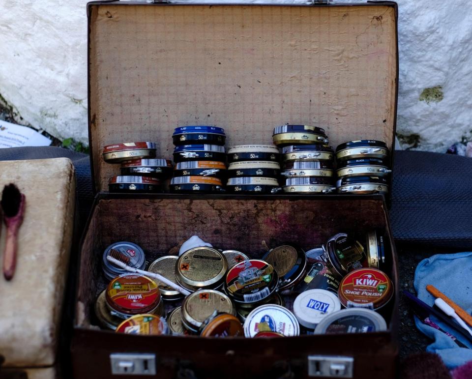 A selection of shoe polishes at the now defunct No 6 Festival in North Wales - Alamy