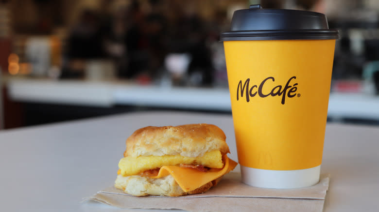 McDonald's biscuit with McCafe cup