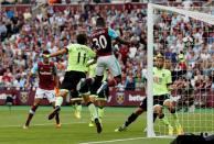 Britain Soccer Football - West Ham United v AFC Bournemouth - Premier League - London Stadium - 21/8/16 West Ham United's Michail Antonio scores their first goal Action Images via Reuters / Carl Recine Livepic EDITORIAL USE ONLY.