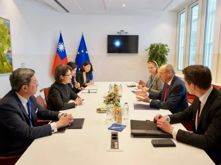 蕭美琴與歐洲議會第一副議長卡拉斯意見交流。外交部提供