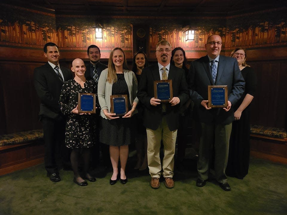 Congratulations to Cindy Batzel, Christine McClure, Kevin Edwards, and Ron Kominski (front, left to right), the 2021 recipients of the Honesdale Area Jaycees Community Service Awards! These four were honored for their astute attention to serving the community. Also pictured, rear row from left to right: Steven Daniels, Chris Novoa, Stephanie Schuman, Jessica Ellis and Tiffany Dzwieleski