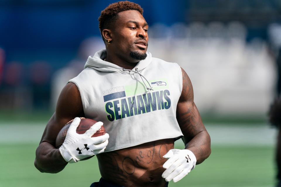 Seahawks wide receiver DK Metcalf is entered in the 100m at Sunday’s USA Track and Field Golden Games, testing his speed against some of the fastest U.S. Olympic sprinters.