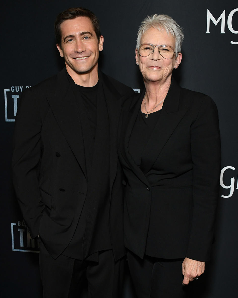 (L-R) Jake Gyllenhaal and Jamie Lee Curtis attend the Los Angeles Premiere of MGM's Guy Ritchie's "The Covenant" at Directors Guild Of America on April 17, 2023 in Los Angeles, California.