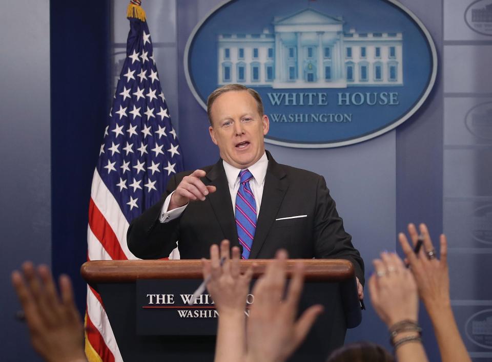 Sean Spicer taking questionsGetty