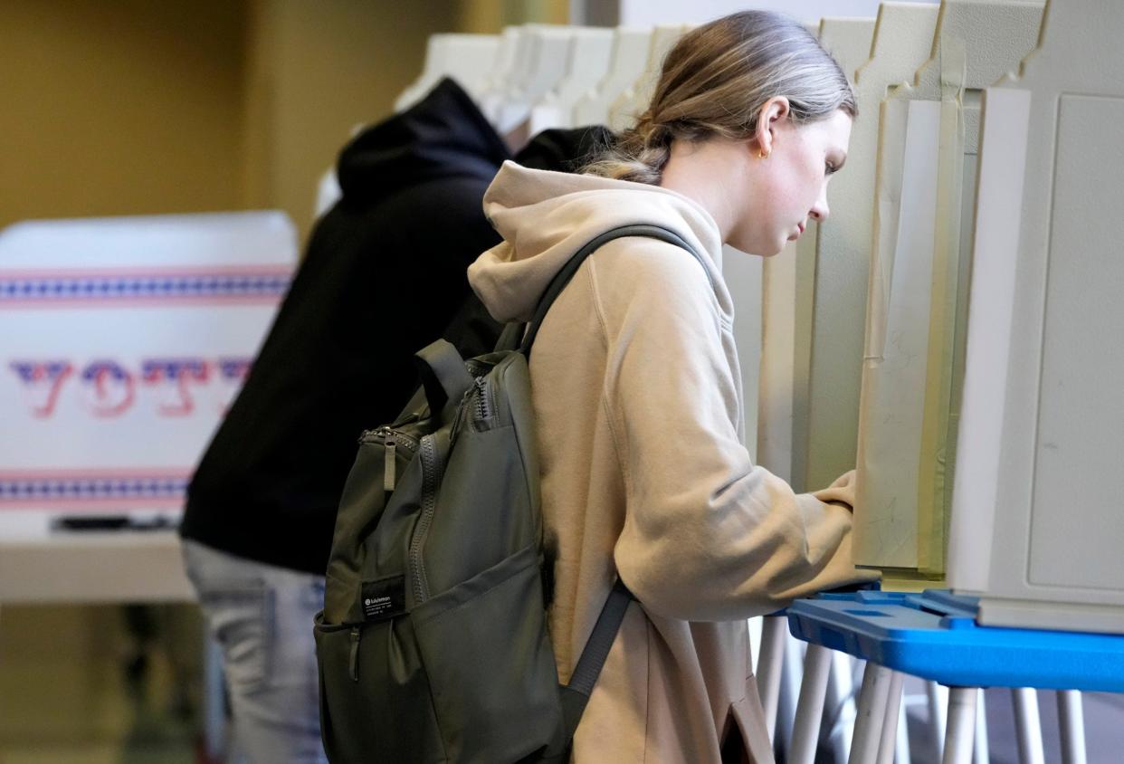 “It was cool to be able to vote finally … so our voices are heard,” said first-time voter Ellyott Buettner, 18, a Marquette University freshman from Mendota, Illinois, who voted in Milwaukee on Nov. 8, 2022. Buettner is majoring in accounting and voted at the Alumni Memorial Union at Marquette.