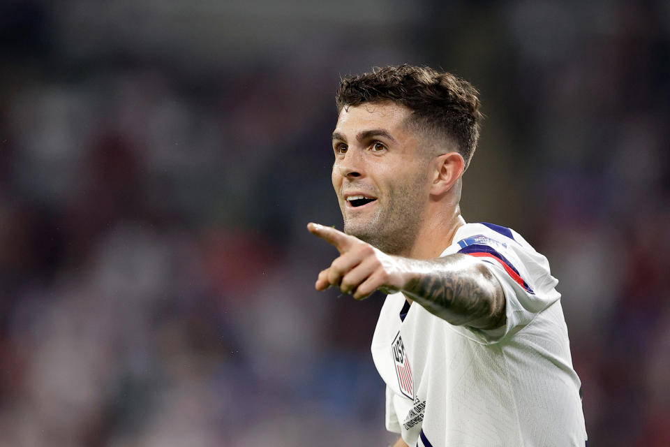 AL RAYYAN, QATAR - NOVEMBER 21: Christian Pulisic of USA  during the  World Cup match between USA  v Wales at the Ahmad Bin Ali Stadium on November 21, 2022 in Al Rayyan Qatar (Photo by David S. Bustamante/Soccrates/Getty Images)