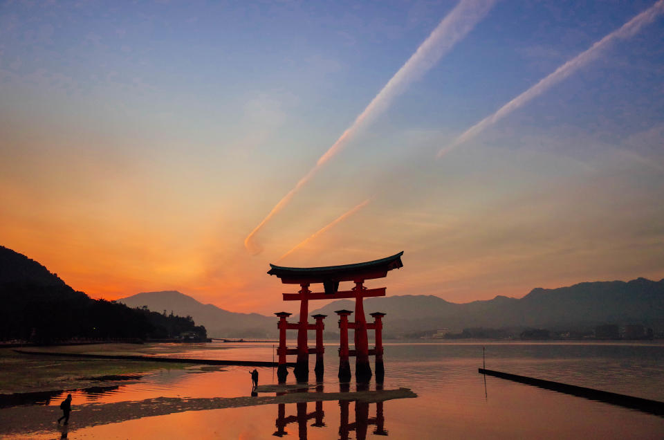 Sunset at Miyajima, an hour outside Hiroshima (PHOTO: Getty Images)