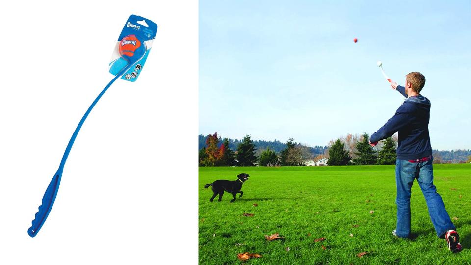 You can throw tennis balls farther with this ball launcher.