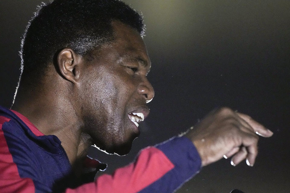 Republican nominee for U.S Senate Herschel Walker speaks during a campaign rally on Thursday, Nov. 10, 2022 in Canton, Ga.. Walker is in a runoff with incumbent Democrat Raphael Warnock. (AP Photo/John Bazemore)