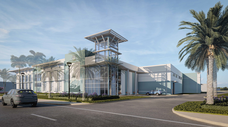 One of the renderings of the future Riviera Beach water plant from Blue Heron Blvd. looking east.