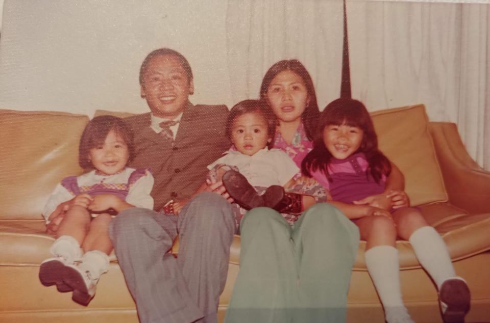 Ngan Nguyen, left, with her parents and siblings in 1976 in a New Orleans neighborhood called Woodlawn, the home of primarily Vietnamese refugees.