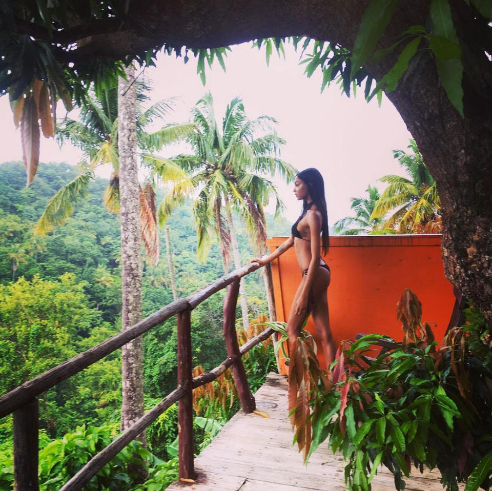 <p>Jourdan Dunn is the definition of vacation goals in this photo of the model overlooking the St. Lucia scenery. </p>