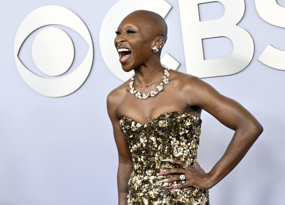 Cynthia Erivo arrives at the 77th Tony Awards on Sunday, June 16, 2024, in New York. (Photo by Evan Agostini/Invision/AP)