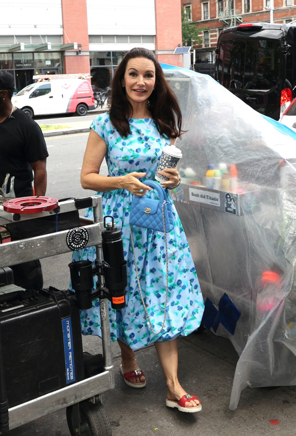 NEW YORK, NY - JUNE 05: Kristin Davis is seen on the set of "And Just Like That" on June 05, 2024 in New York City.  (Photo by Jose Perez/Bauer-Griffin/GC Images)