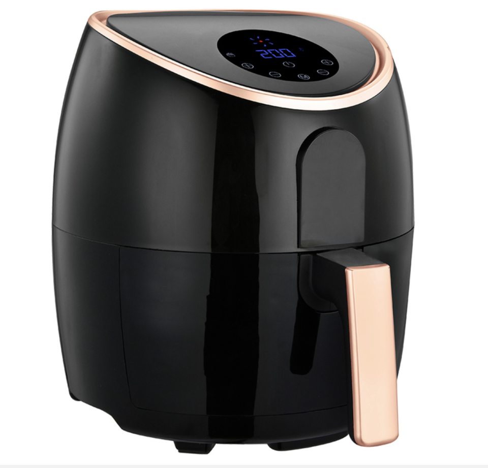 The Healthy Choice 7L Digital Airfryer in black and gold on a white background