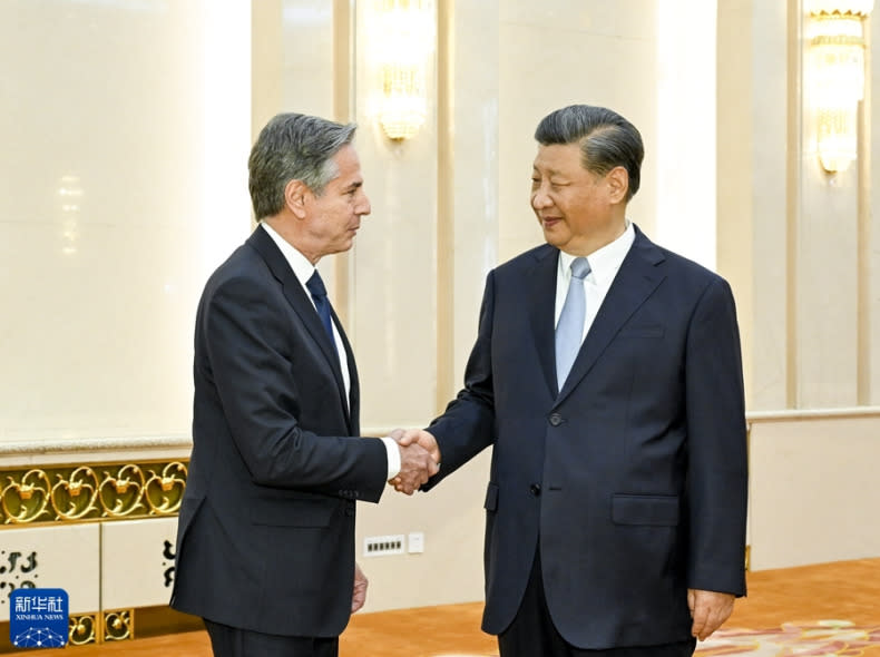 布林肯（Antony Blinken）19日會見中國國家主席習近平/中國外交部網站