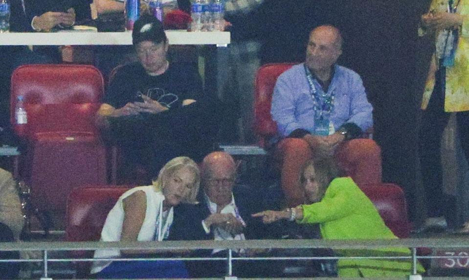 Elon Musk and Rupert Murdoch at the Super Bowl on Sunday.