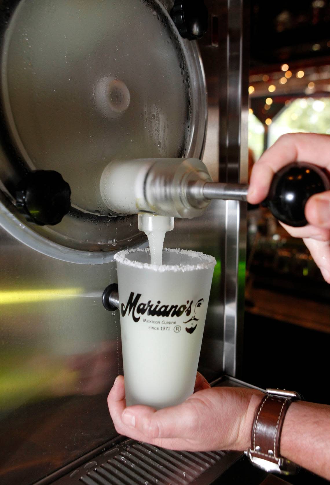 A frozen margarita is dispensed at Mariano’s in Dallas. Mariano Martinez invented the frozen margarita machine 41 years ago. (Vernon Bryant/The Dallas Morning News/MCT) Vernon Bryant/The Dallas Morning News/MCT