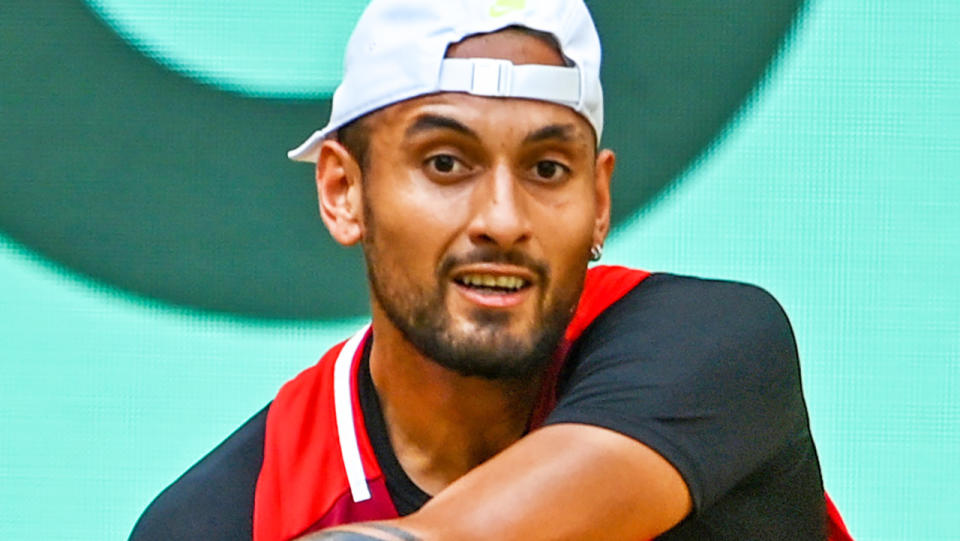 Nick Kyrgios, pictured here in action against Hubert Hurkacz at the Halle Open.