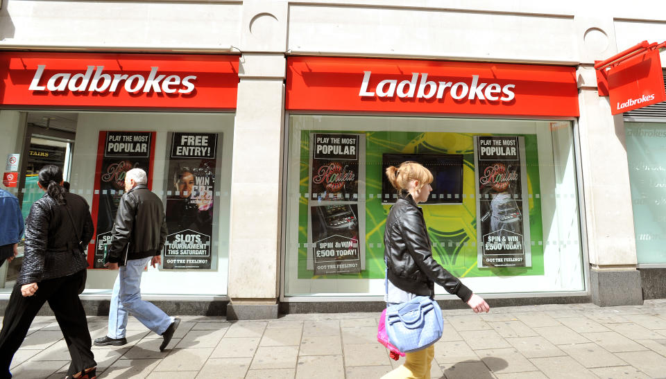 The outside of the Ladbrokes betting shop in Charing Cross Road, central London.