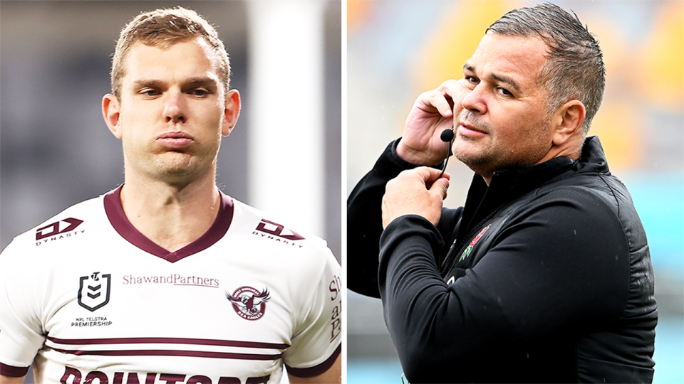 Manly legend Peter Peters said he won't back down after Anthony Seibold (pictured right) took aim at his comments regarding Tom Trbojevic. (Getty Images)