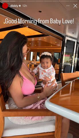 Diddy/Instagram Diddy shares photo of daughter Love Sean Combs sitting on mom Dana Tran's lap