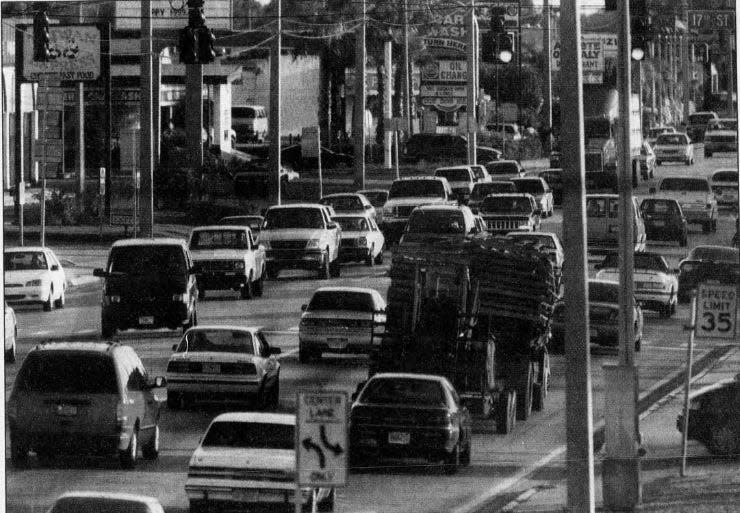 In this image, originally published Jan. 24, 1999, 5 p.m. Thursday traffic is seen in Vero Beach looking southbound near the U.S. 1 intersection at 17th Street.