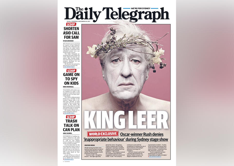 The Daily Telegraph published articles Geoffrey Rush believes were defamatory.