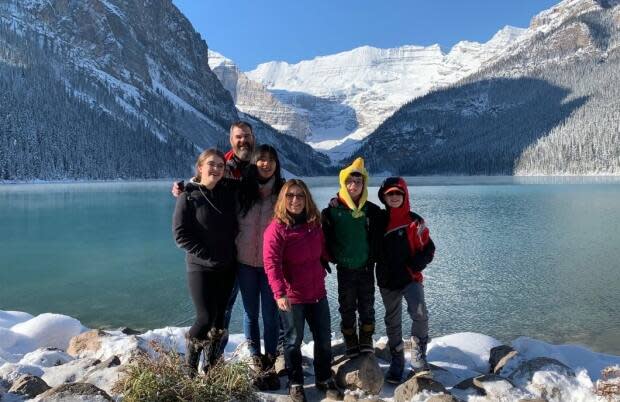 The Campbell family says it fears the changes could end their children's Spanish education altogether. Pictured: Ian Campbell, Brenna Campbell, exchange student Beatriz Garcimartin Bailon from Spain, Heather Campbell, Connell Campbell, Keenan Campbell.