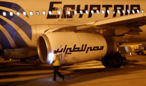 Airport security checks an EgyptAir plane after arrival from Cairo to Luxor International Airport, Egypt, May 19, 2016. (Reuters/Amr Abdallah Dalsh)