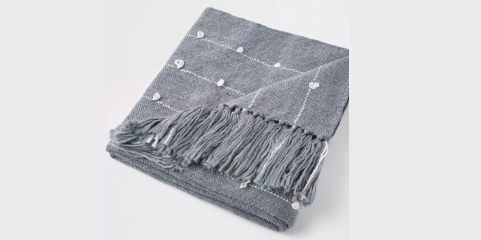 River Island Homeware - Grey Throw with Gold Thread, £55