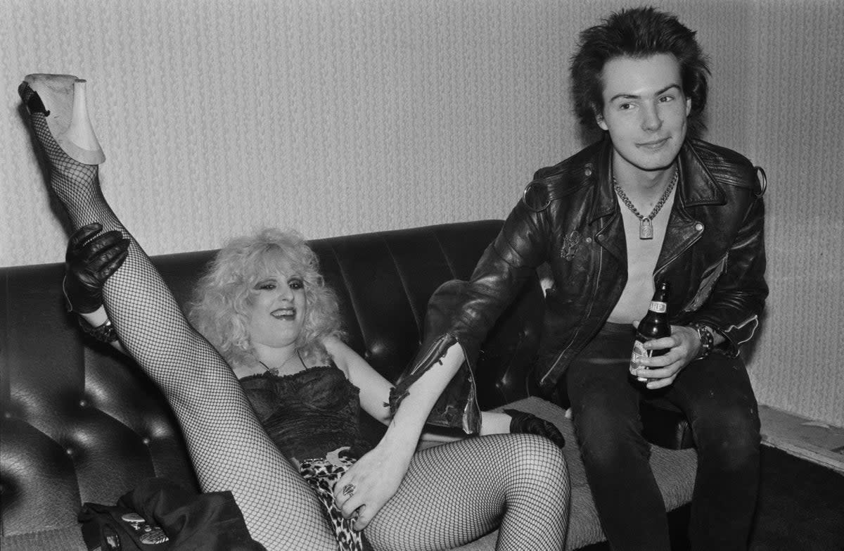 Sid Vicious with girlfriend Nancy Spungen in the backstage of the Electric Ballroom in Camden, 15 August 1978 (Getty)