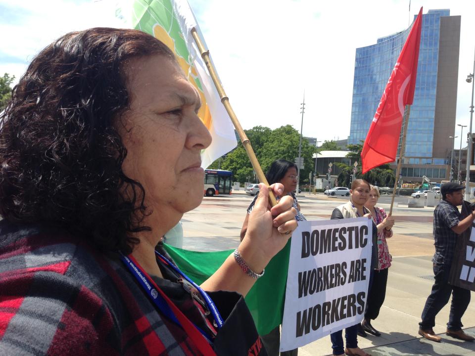 “For me, working with these women is a reminder of where I've been and where I am now,” says Myrtle Witbooi, president of the International Domestic Workers Federation (left)<span class="copyright">Courtesy of WIEGO</span>