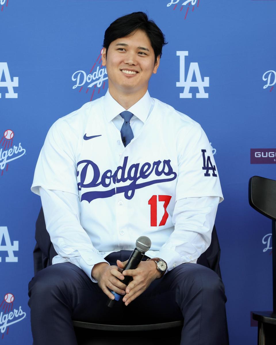 <h1 class="title">Shohei Ohtani Los Angeles Dodgers Press Conference</h1><cite class="credit">Rob Leiter/Getty Images</cite>