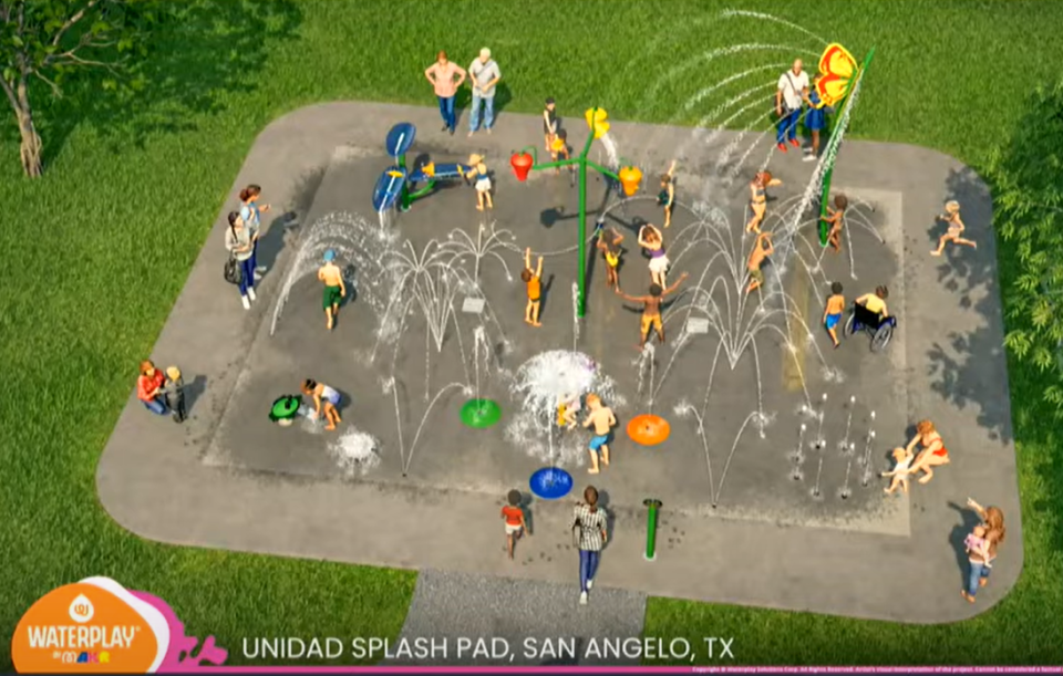 A computer-simulated depiction of what the completed Unidad splash pad would look like. Image courtesy of the City of San Angelo.