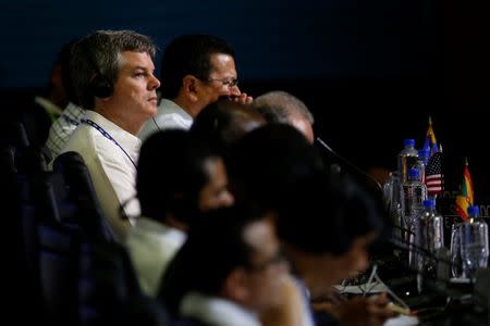 Interim U.S. Permanent Representative Kevin Sullivan listens during the Organization of American States (OAS) 47th General Assembly in Cancun, Mexico June 21, 2017. REUTERS/Carlos Jasso