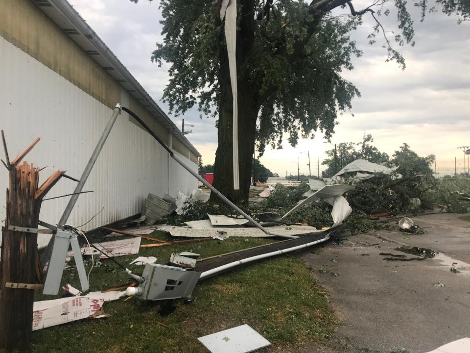 Friday's severe thunderstorm produced extensive damage around the city with a microburst containing estimated straight line winds of up to 75 miles per hour, said Lisa Kuelling, director of the Sandusky County Emergency Management Agency.