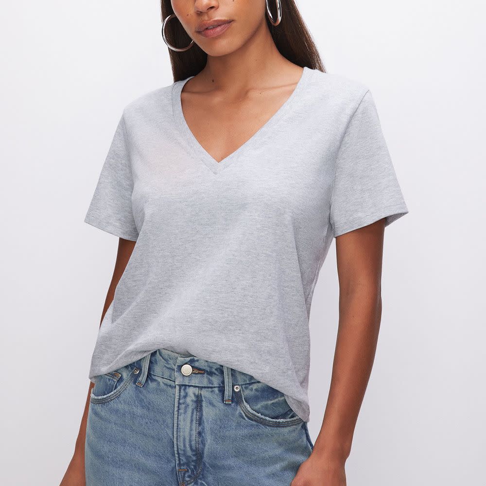 <p><a href="https://go.redirectingat.com?id=74968X1596630&url=https%3A%2F%2Fwww.goodamerican.com%2Fproducts%2Fheritage-v-neck-tee-heather-grey001&sref=https%3A%2F%2Fwww.elle.com%2Ffashion%2Fshopping%2Fg28844069%2Fbest-t-shirt-brands%2F" rel="nofollow noopener" target="_blank" data-ylk="slk:Shop Now;elm:context_link;itc:0;sec:content-canvas" class="link rapid-noclick-resp">Shop Now</a></p><p>Classic V-Neck Tee</p><p>goodamerican.com</p><p>$59.00</p>